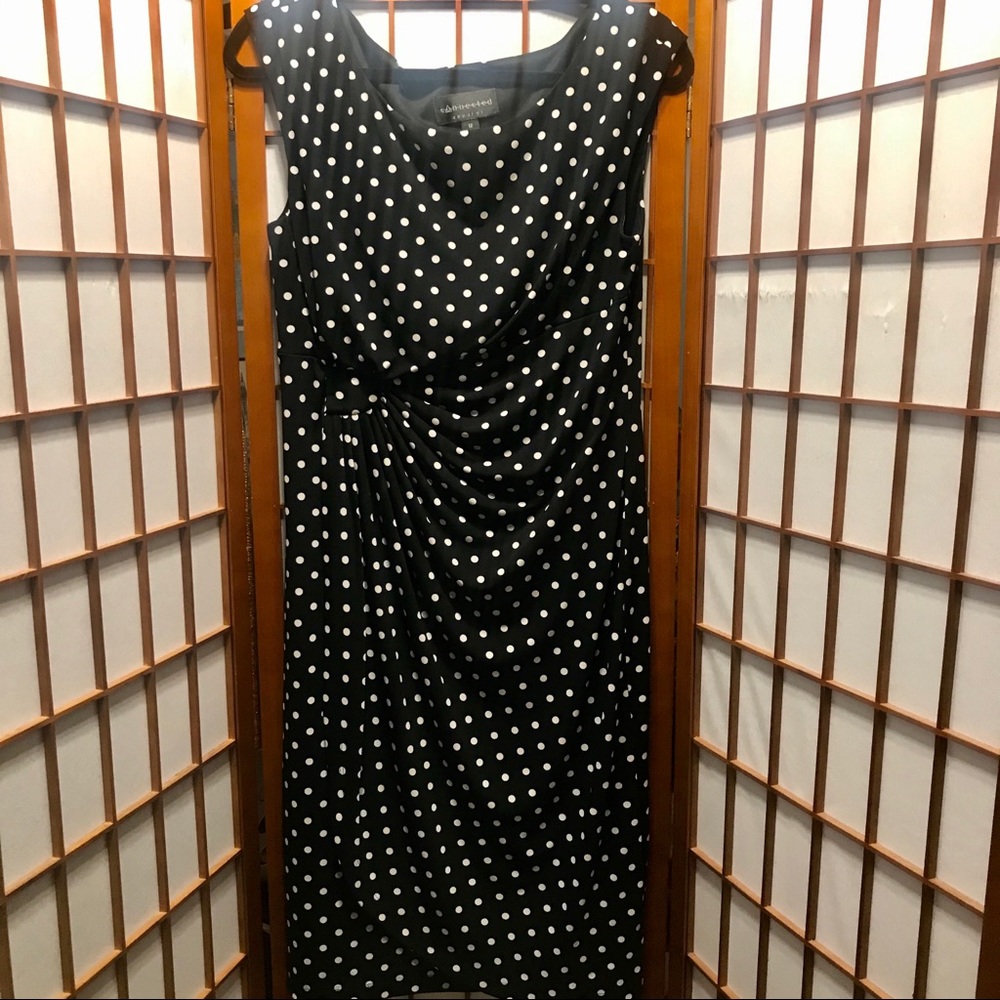 Connected Apparel Polka Dot Boatneck Dress